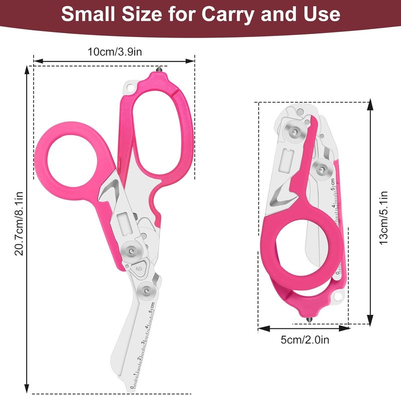 Lemasa 6 in 1 Multifunctional Combination Tool, Folding Retractable Emergency Shears, Outdoor Camping Tools, Seat Belt Cutter, Oxygen Cylinder Wrench, Complimentary Adjustable Wrench (pink) - Image 2